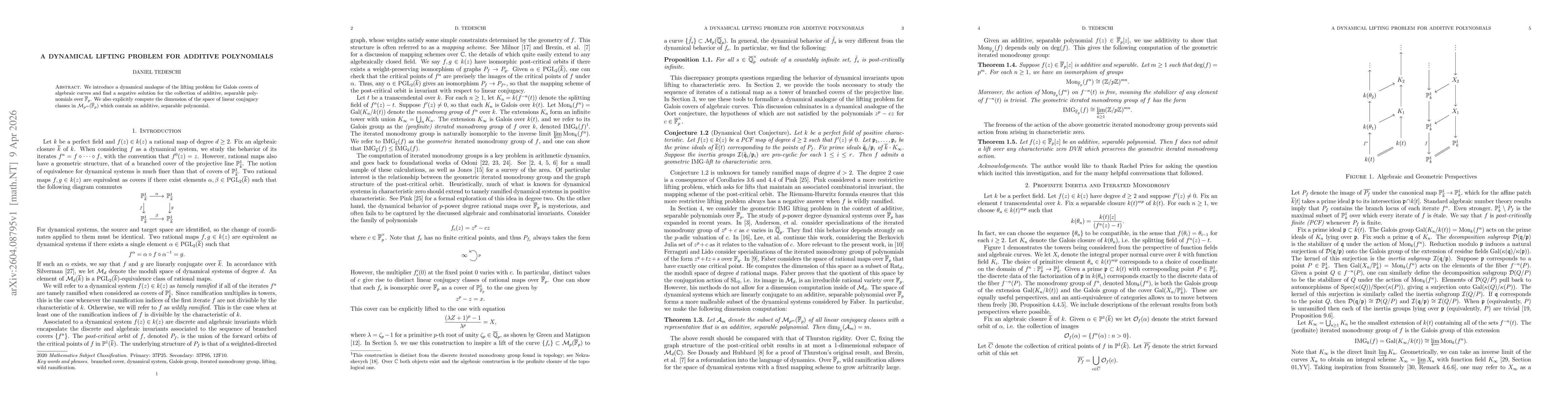 Thumbnail for A Dynamical Lifting Problem For Additive Polynomials