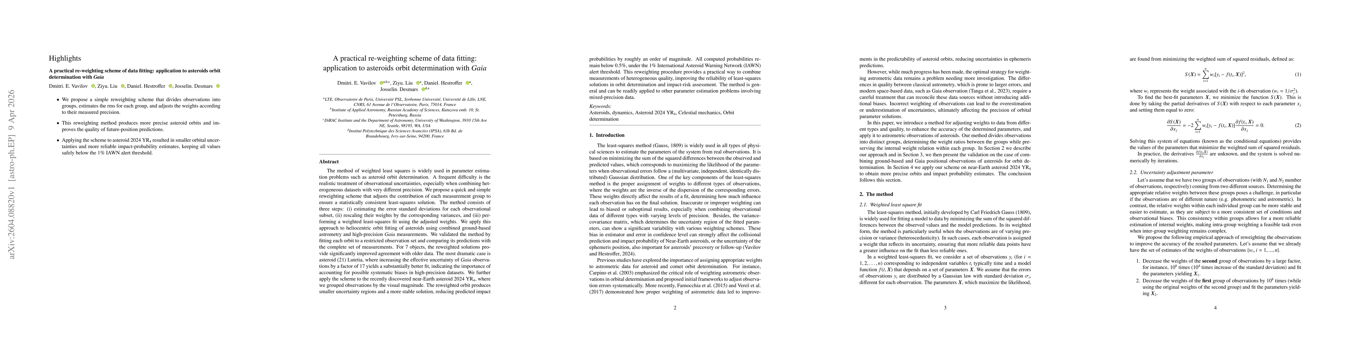 Thumbnail for A practical re-weighting scheme of data fitting: application to asteroids orbit determination with Gaia