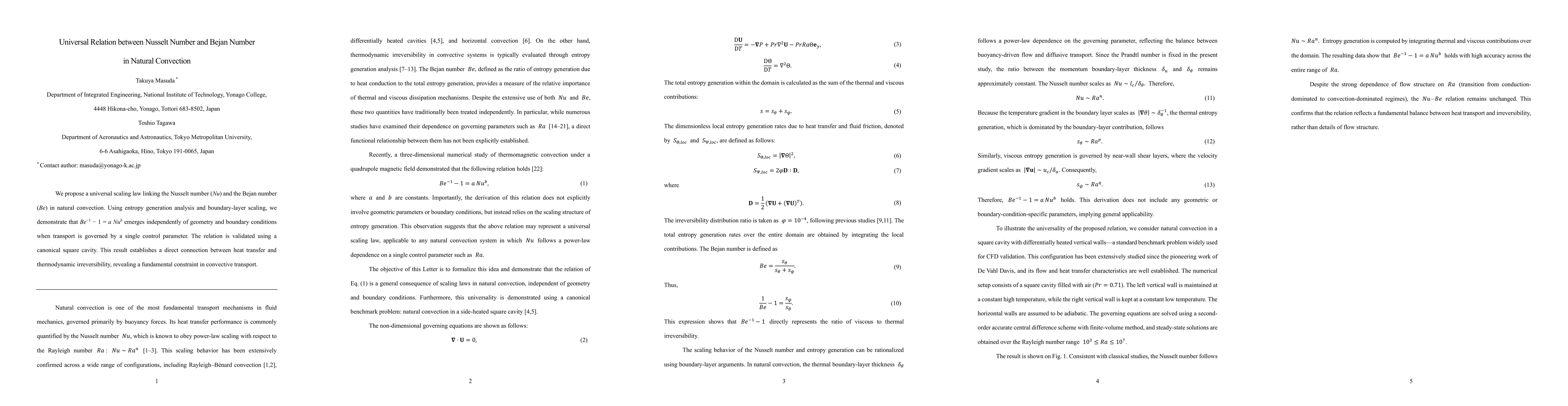 Thumbnail for Universal Relation between Nusselt Number and Bejan Number in Natural Convection