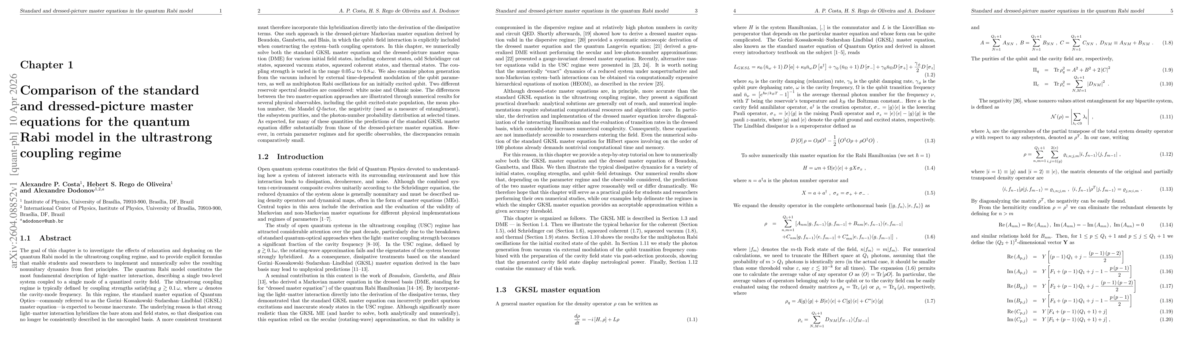 Thumbnail for Comparison of the standard and dressed-picture master equations for the quantum Rabi model in the ultrastrong coupling regime