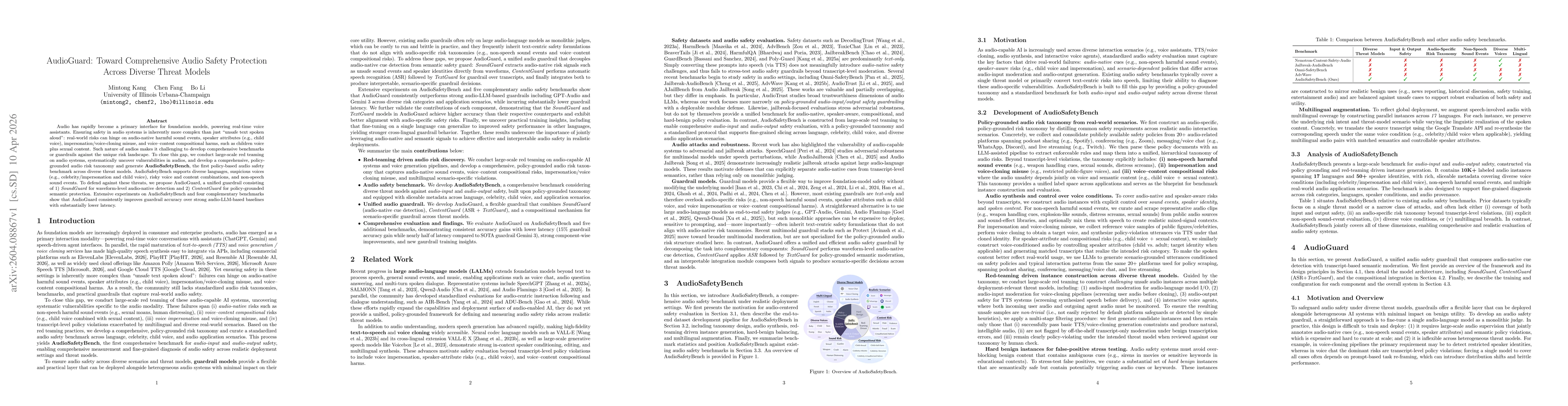 Thumbnail for AudioGuard: Toward Comprehensive Audio Safety Protection Across Diverse Threat Models