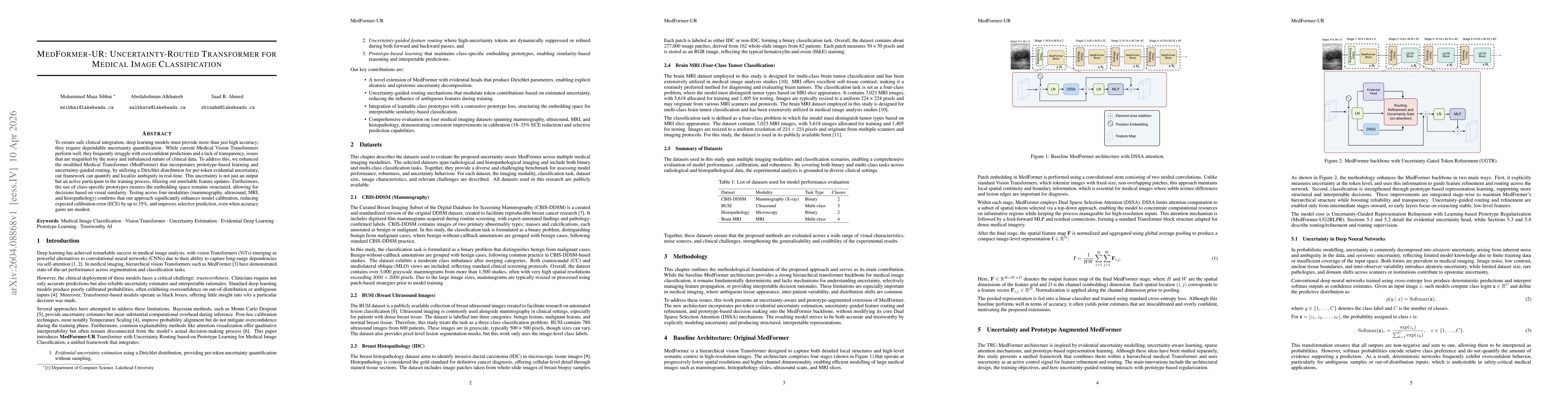 Thumbnail for MedFormer-UR: Uncertainty-Routed Transformer for Medical Image Classification