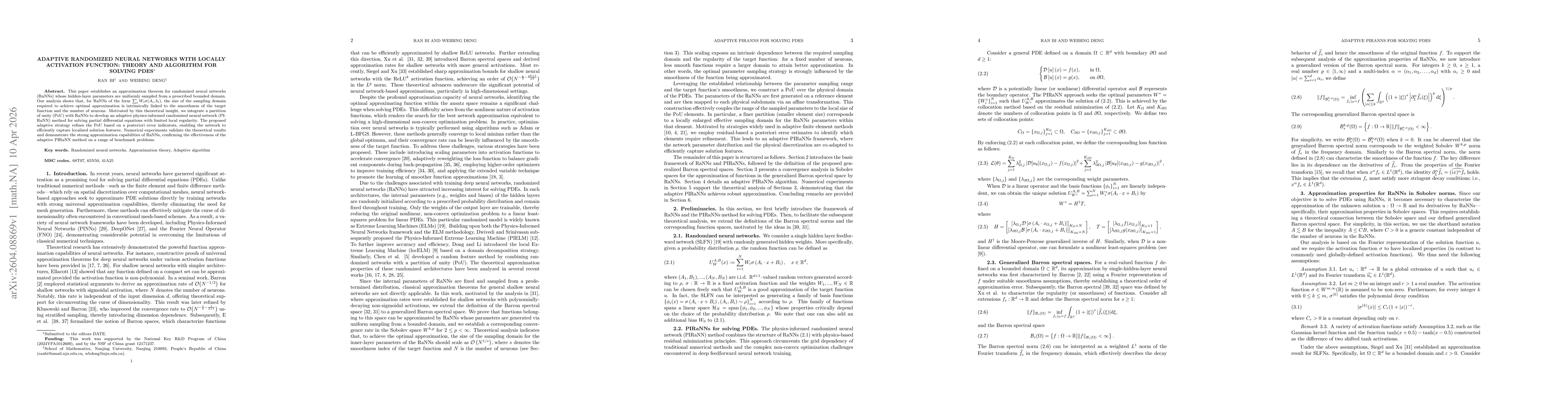 Thumbnail for Adaptive Randomized Neural Networks with Locally Activation Function: Theory and Algorithm for Solving PDEs