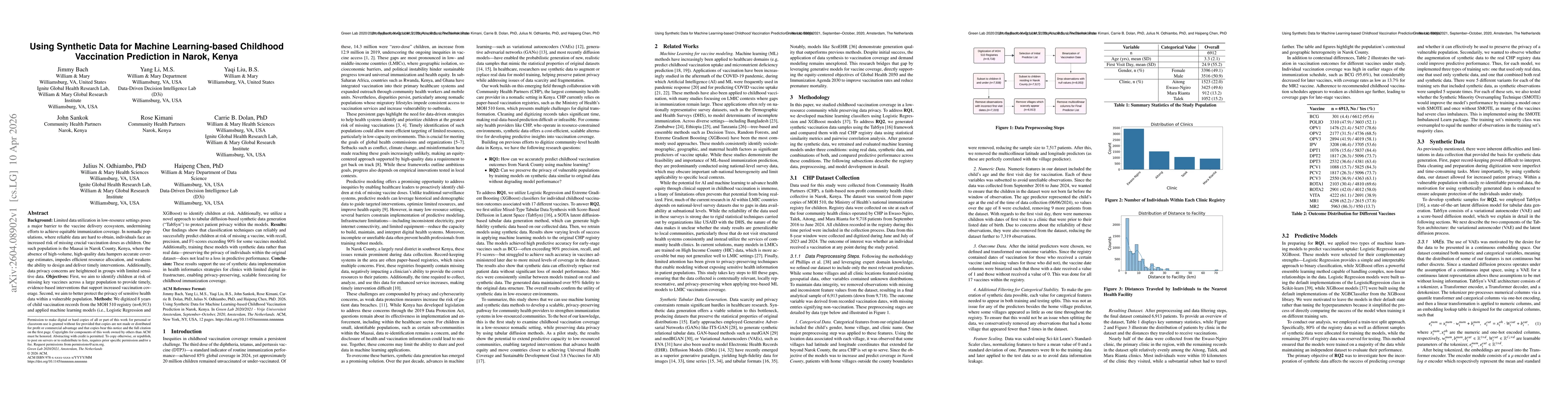 Thumbnail for Using Synthetic Data for Machine Learning-based Childhood Vaccination Prediction in Narok, Kenya