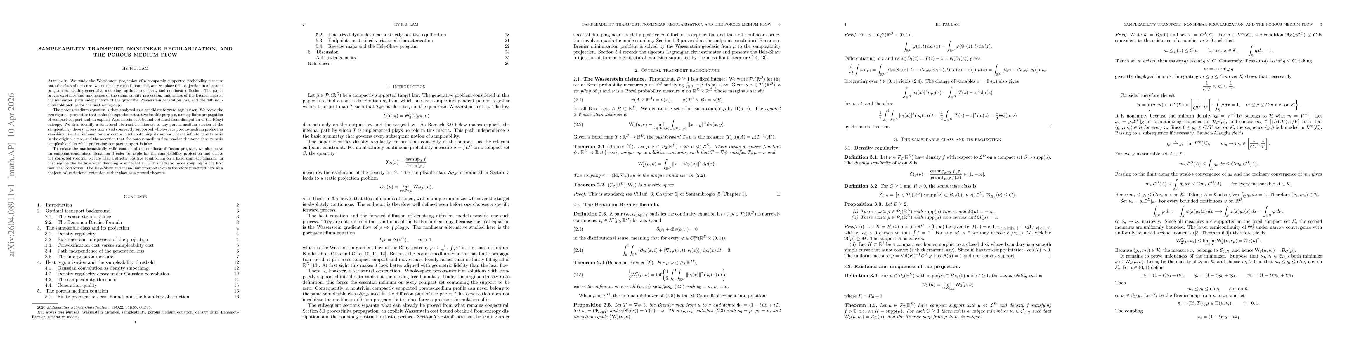 Thumbnail for Sampleability transport, nonlinear regularization, and the porous medium flow