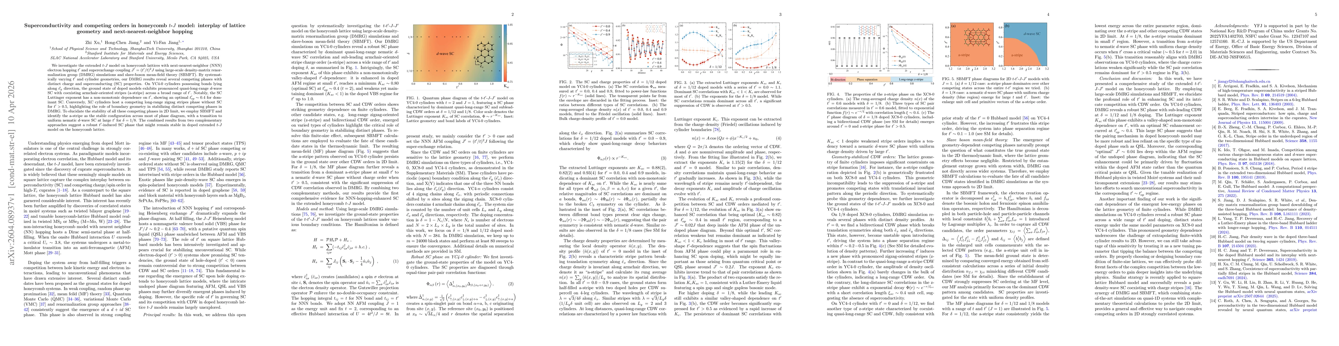 Thumbnail for Superconductivity and competing orders in honeycomb $t$-$J$ model: interplay of lattice geometry and next-nearest-neighbor hopping