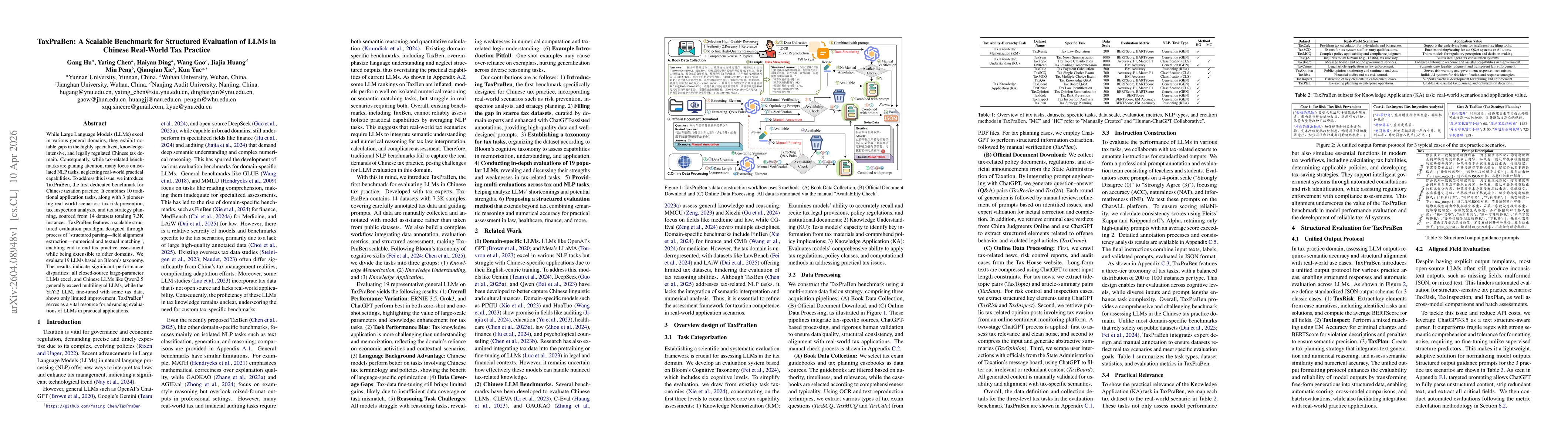 Thumbnail for TaxPraBen: A Scalable Benchmark for Structured Evaluation of LLMs in Chinese Real-World Tax Practice