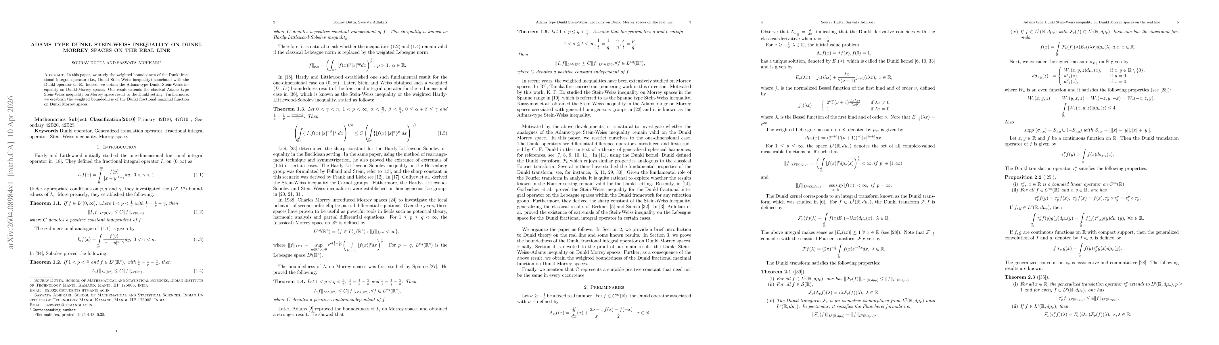 Thumbnail for Adams type Dunkl Stein-Weiss inequality on Dunkl Morrey spaces on the real line
