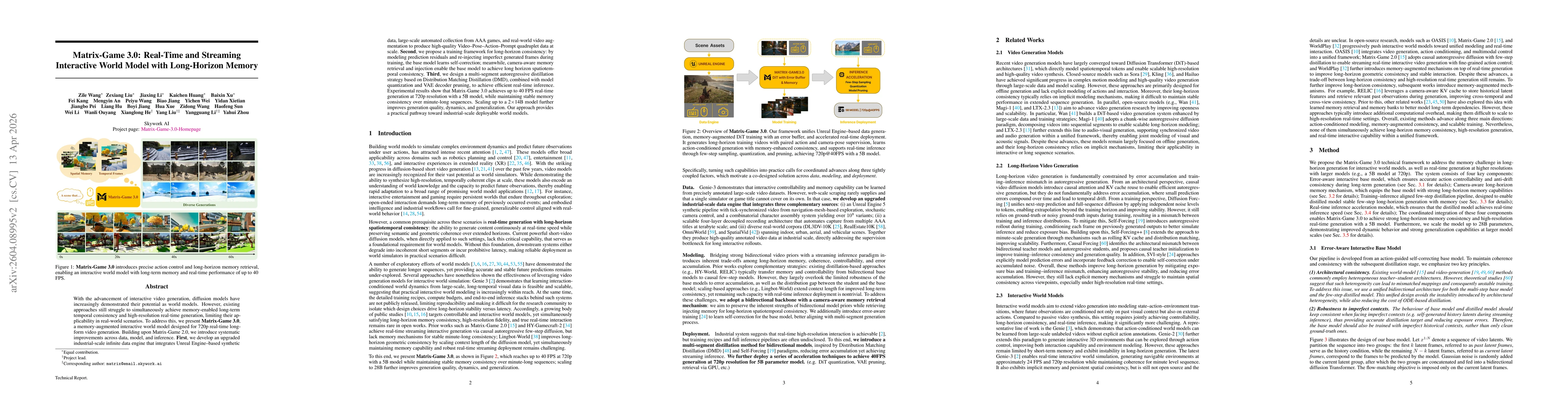 Thumbnail for Matrix-Game 3.0: Real-Time and Streaming Interactive World Model with Long-Horizon Memory