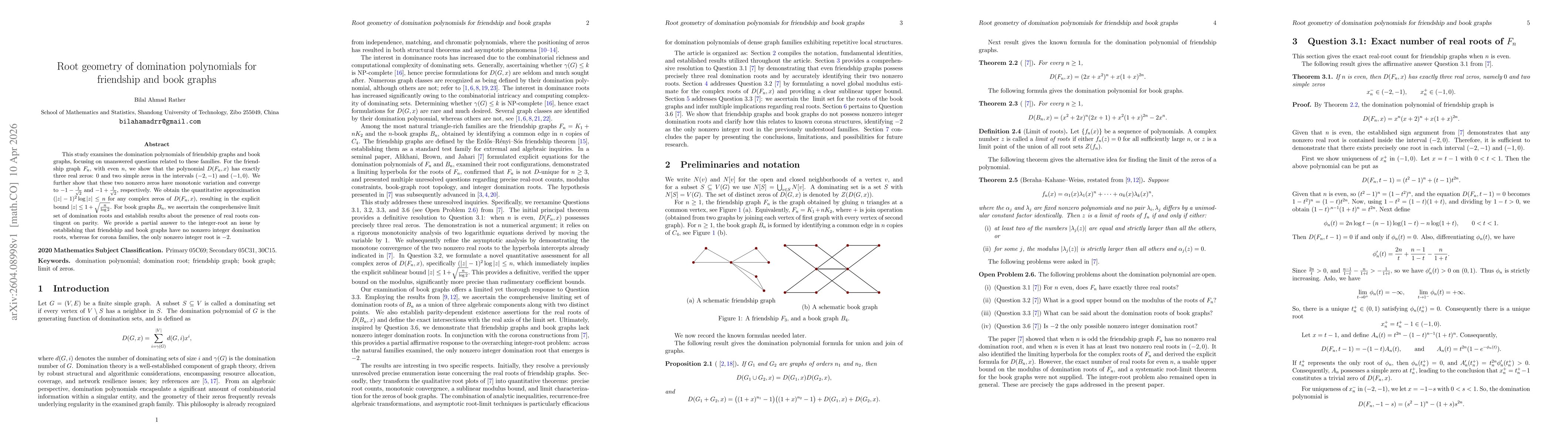 Thumbnail for Root geometry of domination polynomials for friendship and book graphs