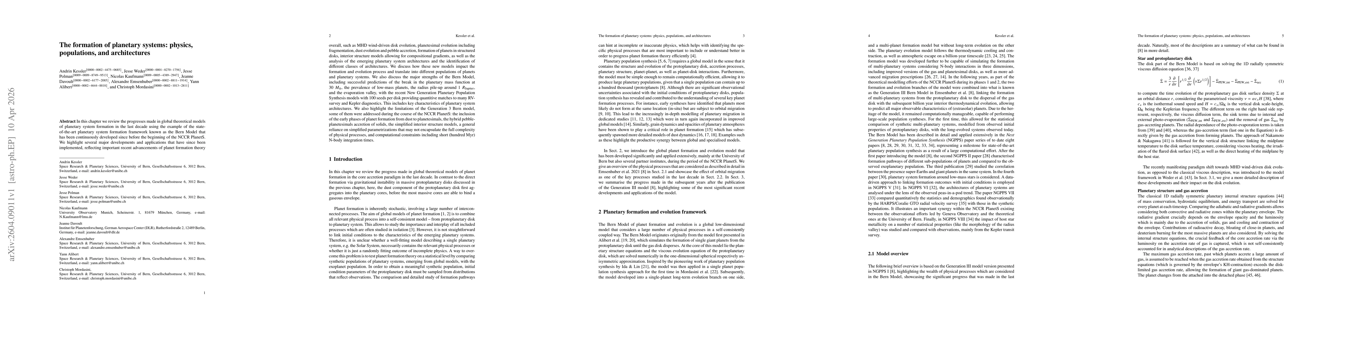 Thumbnail for The formation of planetary systems: physics, populations, and architectures