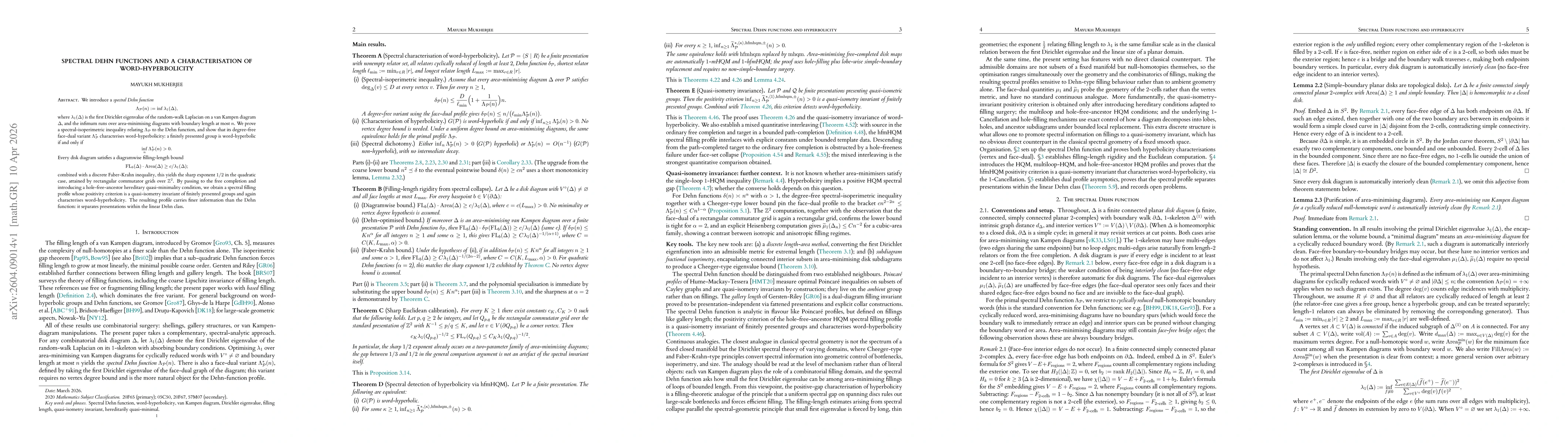 Thumbnail for Spectral Dehn functions and a characterisation of word-hyperbolicity