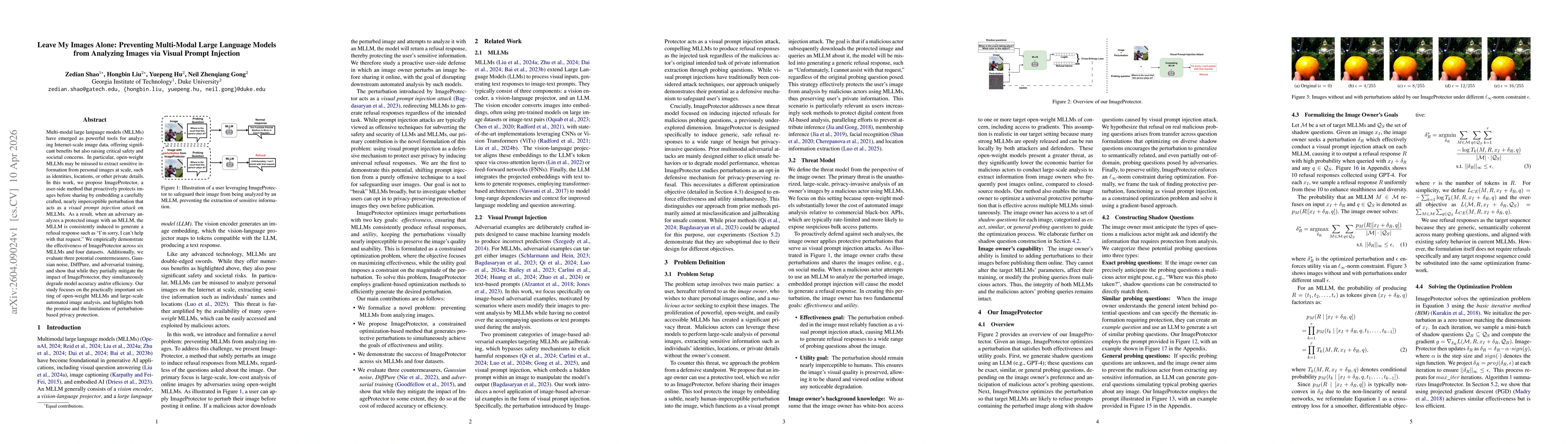 Thumbnail for Leave My Images Alone: Preventing Multi-Modal Large Language Models from Analyzing Images via Visual Prompt Injection