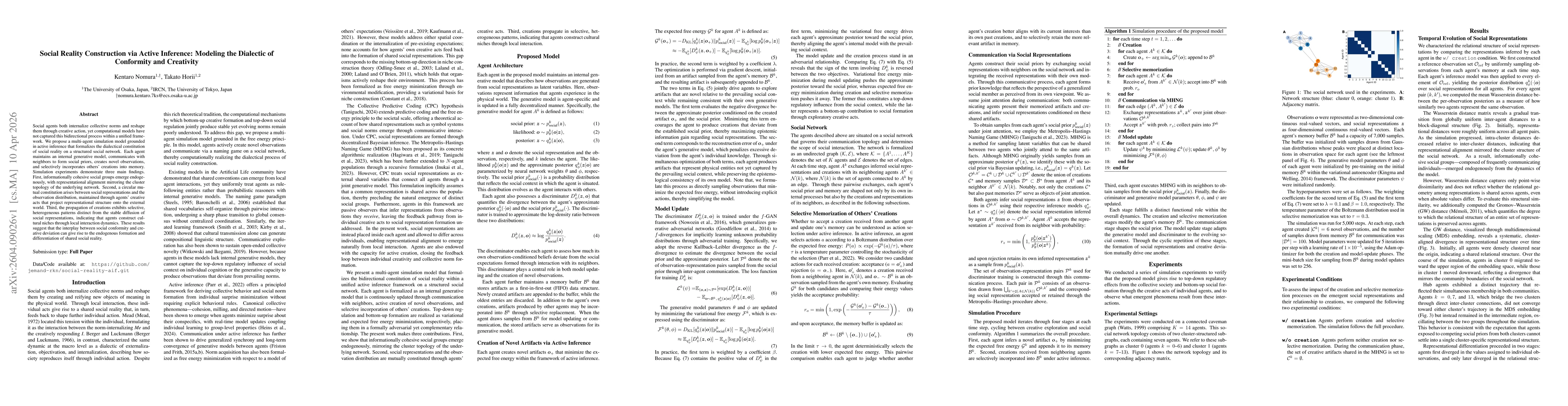 Thumbnail for Social Reality Construction via Active Inference: Modeling the Dialectic of Conformity and Creativity
