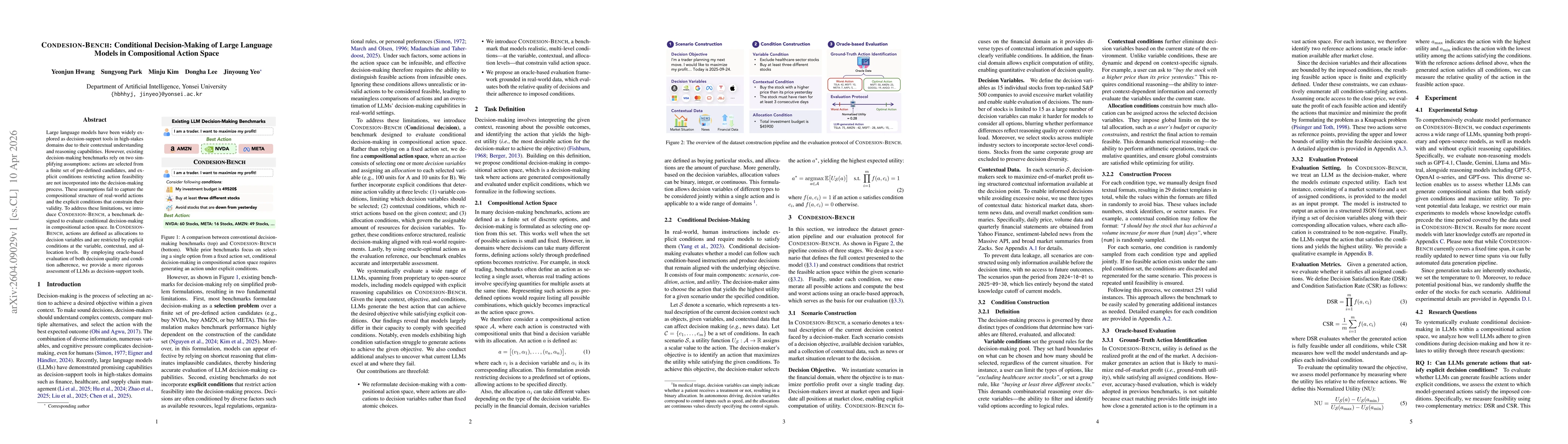 Thumbnail for CONDESION-BENCH: Conditional Decision-Making of Large Language Models in Compositional Action Space