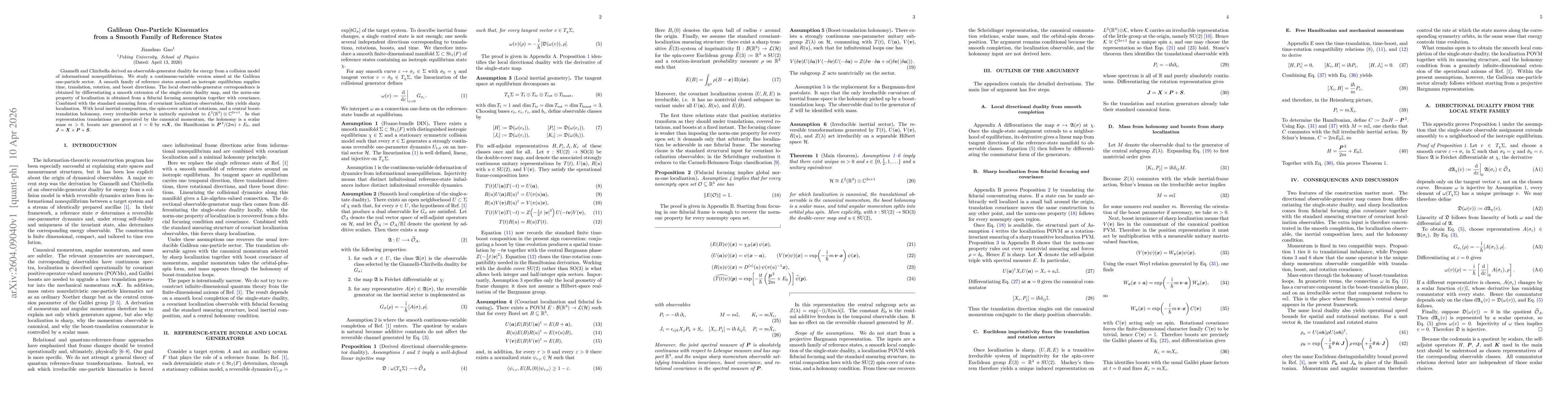 Thumbnail for Galilean One-Particle Kinematics from a Smooth Family of Reference States