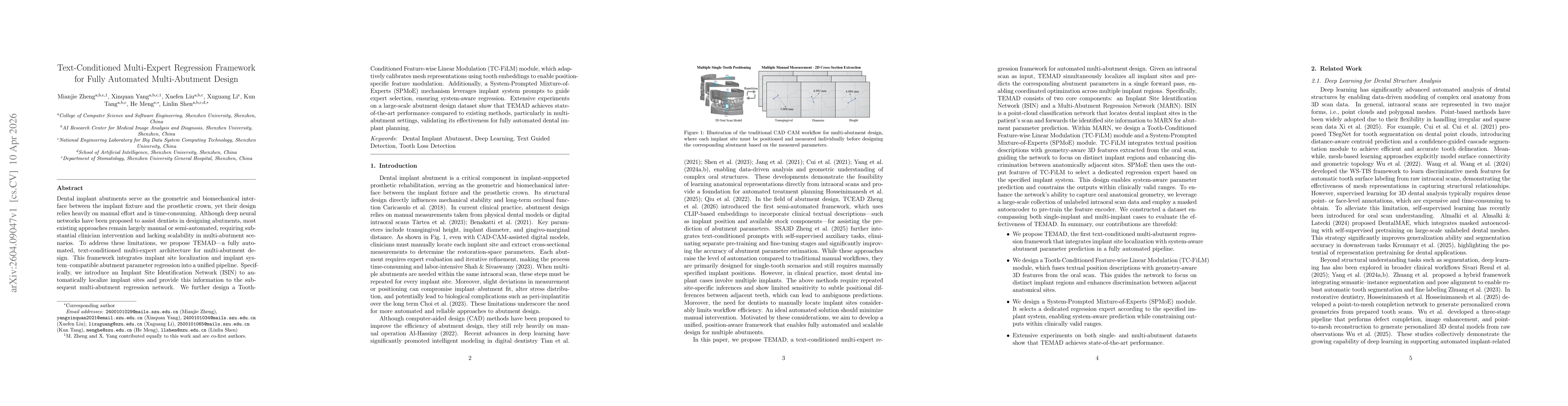 Thumbnail for Text-Conditioned Multi-Expert Regression Framework for Fully Automated Multi-Abutment Design