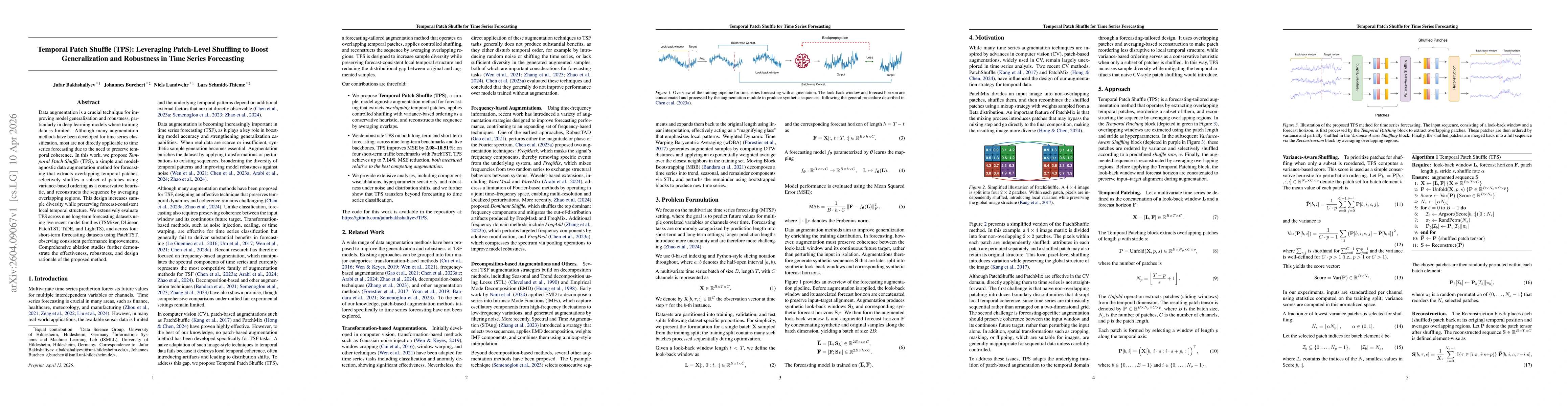 Thumbnail for Temporal Patch Shuffle (TPS): Leveraging Patch-Level Shuffling to Boost Generalization and Robustness in Time Series Forecasting