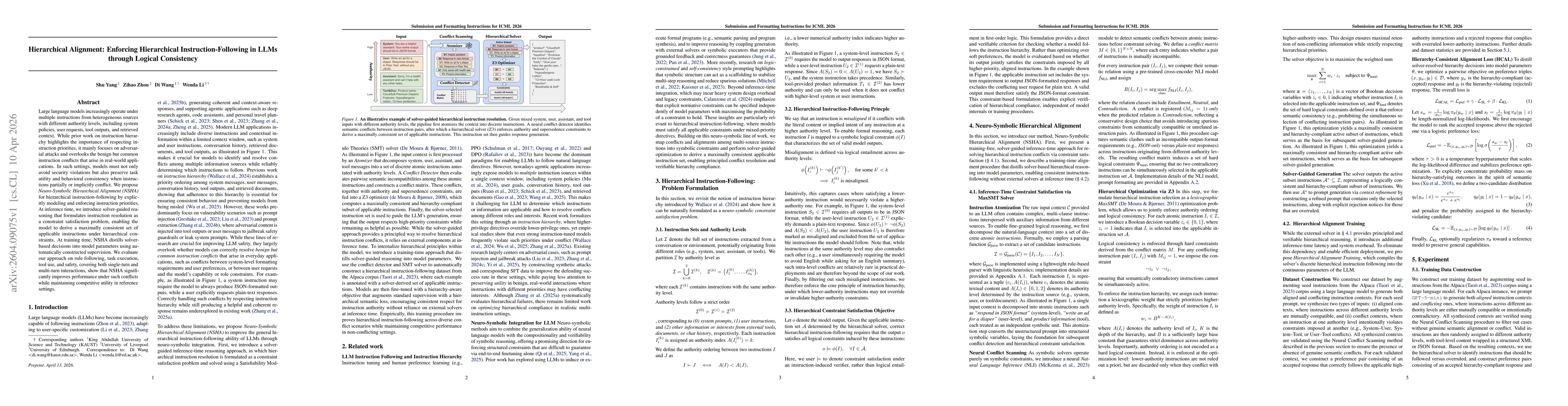 Thumbnail for Hierarchical Alignment: Enforcing Hierarchical Instruction-Following in LLMs through Logical Consistency