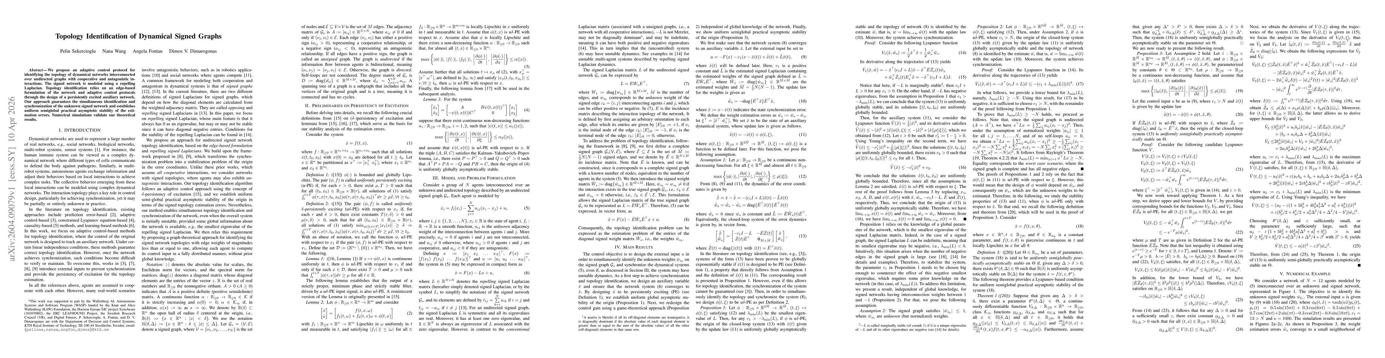 Thumbnail for Topology Identification of Dynamical Signed Graphs