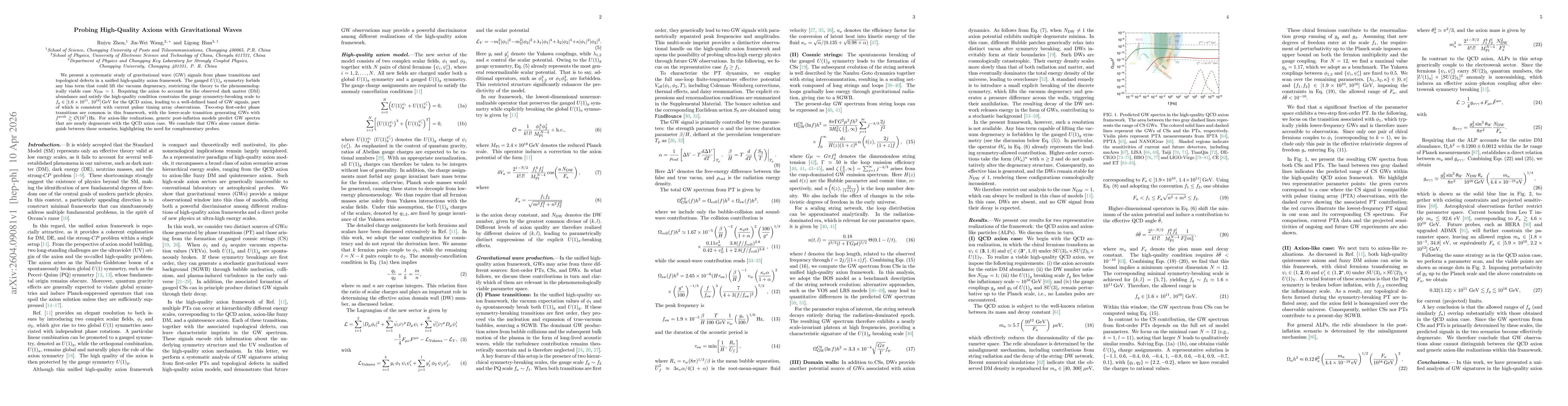 Thumbnail for Probing High-Quality Axions with Gravitational Waves