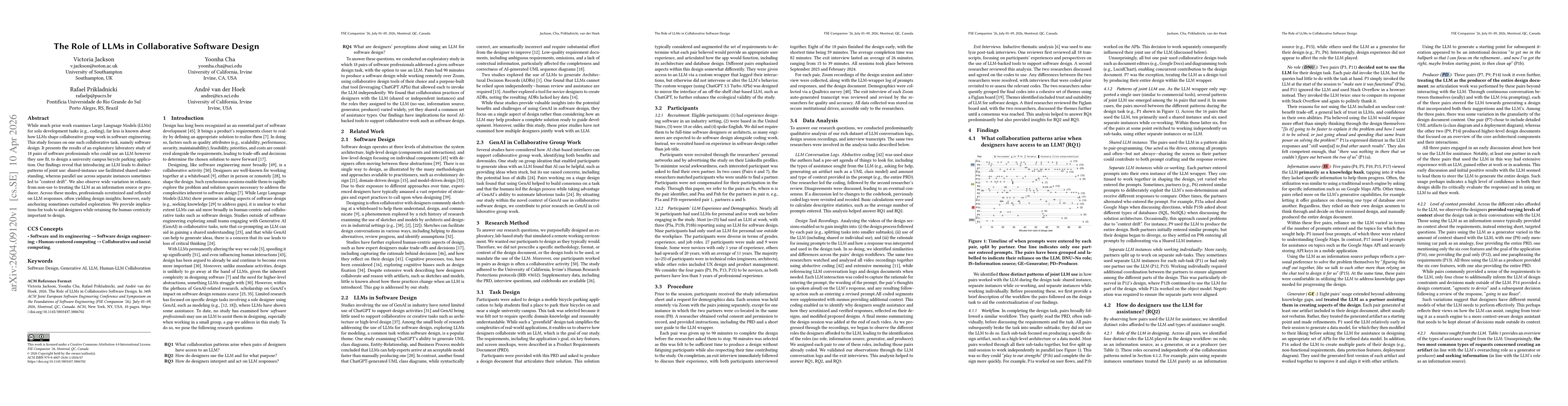 Thumbnail for The Role of LLMs in Collaborative Software Design