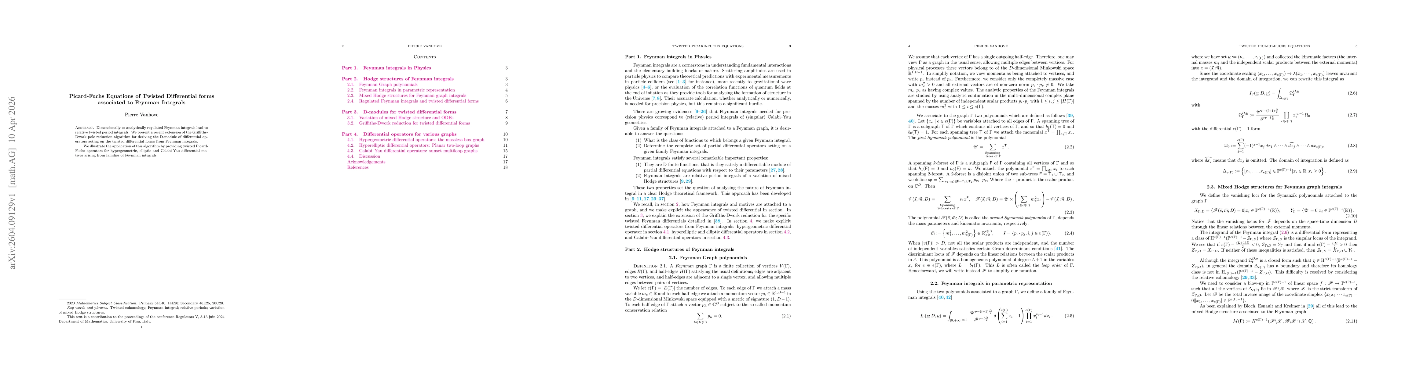 Thumbnail for Picard-Fuchs Equations of Twisted Differential forms associated to Feynman Integrals