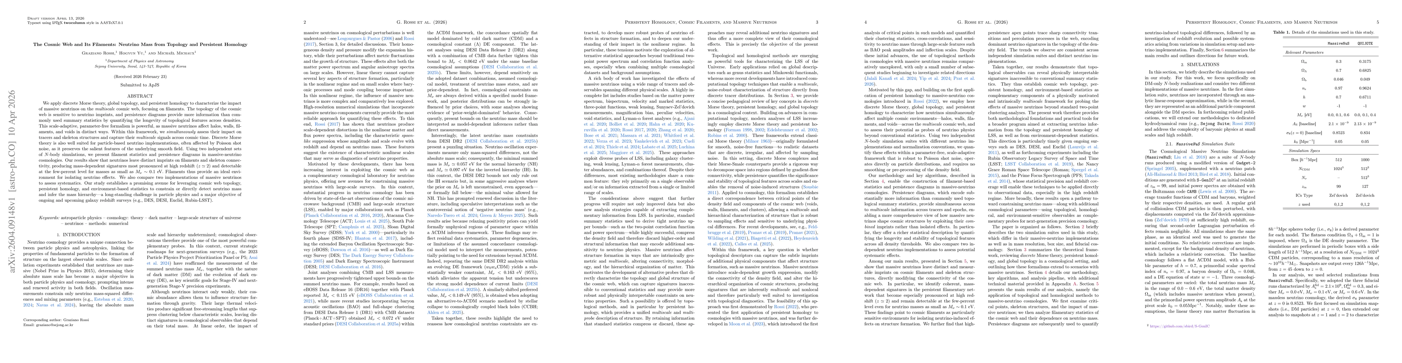 Thumbnail for The Cosmic Web and Its Filaments: Neutrino Mass from Topology and Persistent Homology