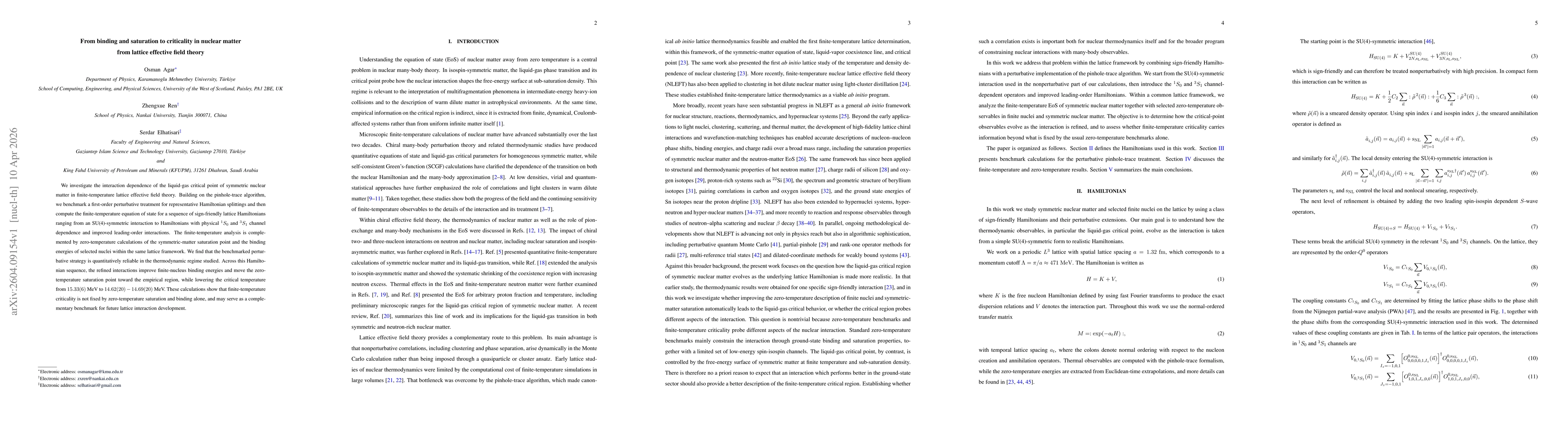 Thumbnail for From binding and saturation to criticality in nuclear matter from lattice effective field theory