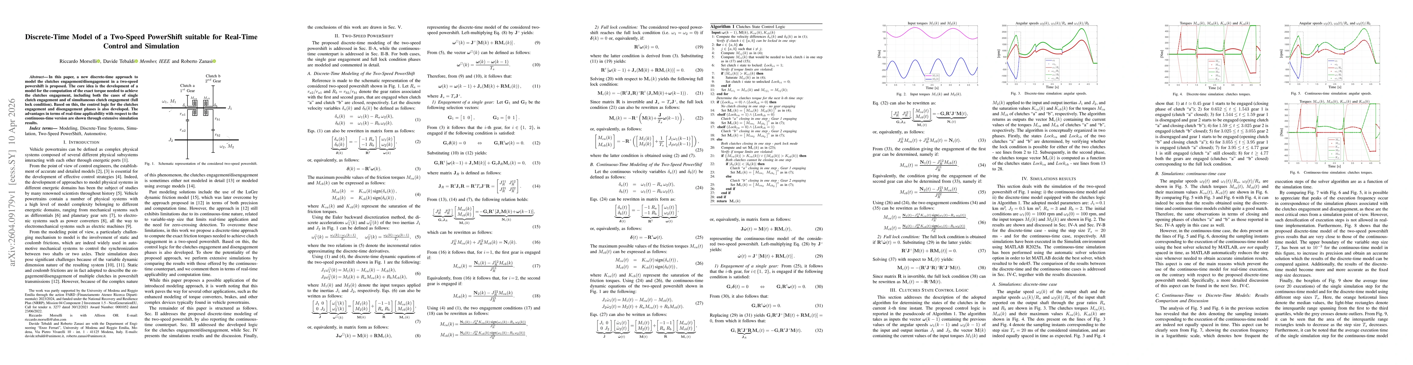 Thumbnail for Discrete-Time Model of a Two-Speed PowerShift suitable for Real-Time Control and Simulation