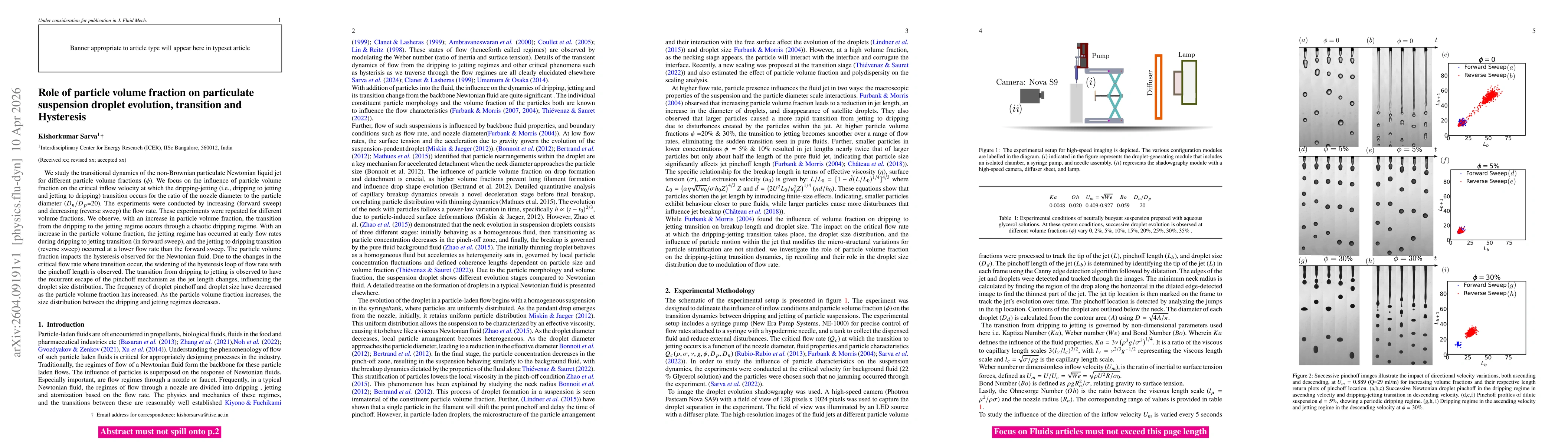 Thumbnail for Role of particle volume fraction on particulate suspension droplet evolution, transition and Hysteresis