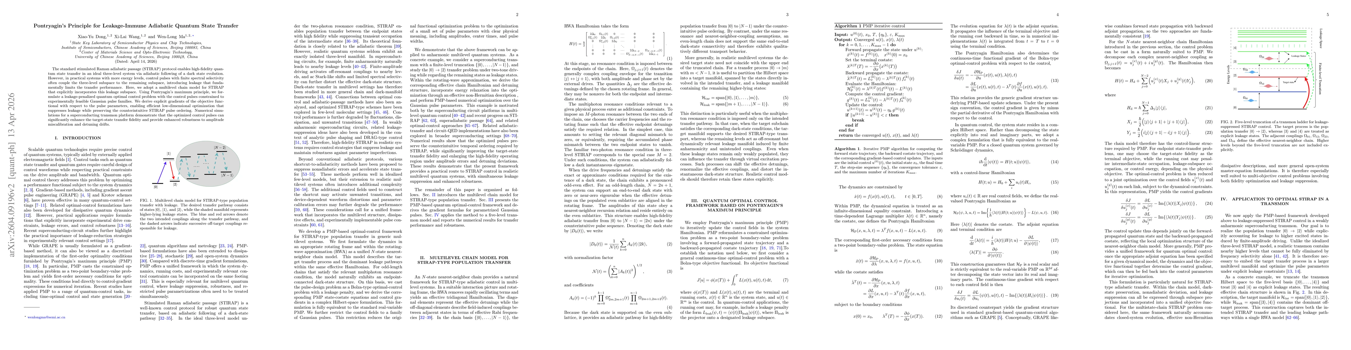 Thumbnail for Optimizing stimulated Raman adiabatic passage for leakage suppression via Pontryagin's maximum principle