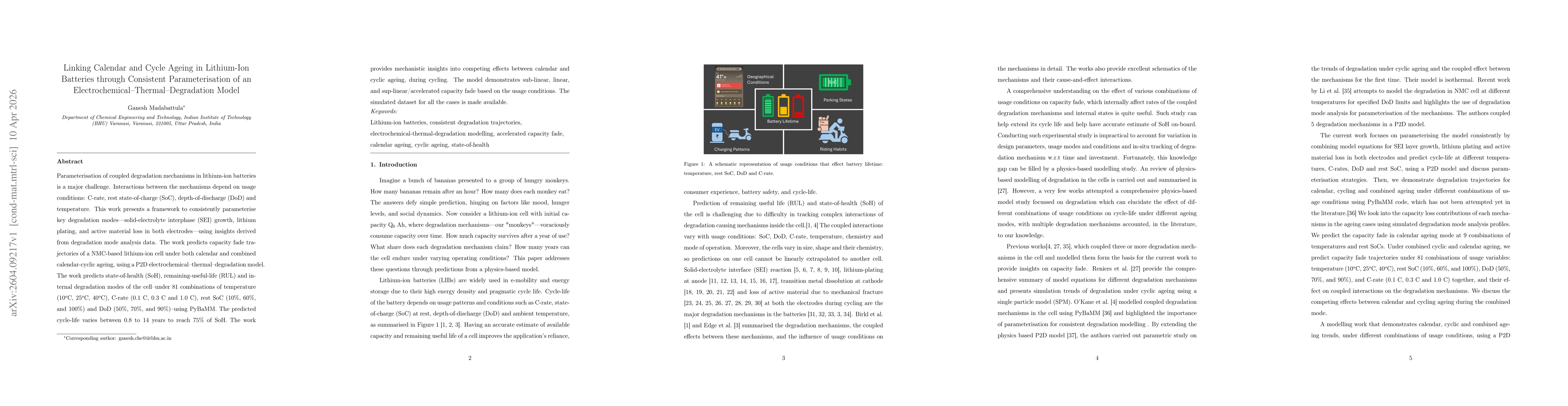 Thumbnail for Linking Calendar and Cycle Ageing in Lithium-Ion Batteries through Consistent Parameterisation of an Electrochemical-Thermal-Degradation Model