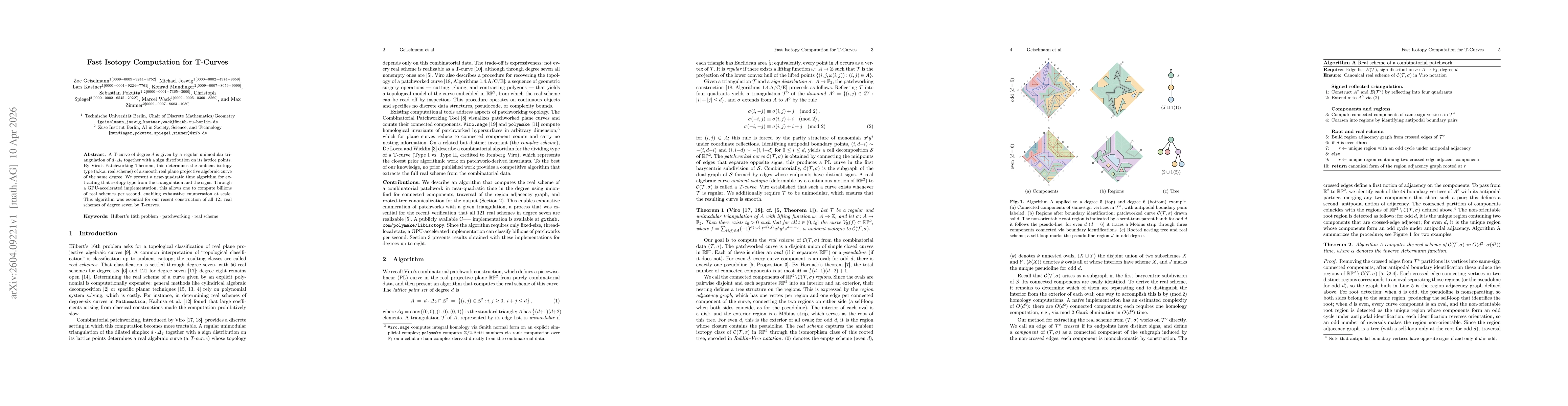 Thumbnail for Fast Isotopy Computation for T-Curves