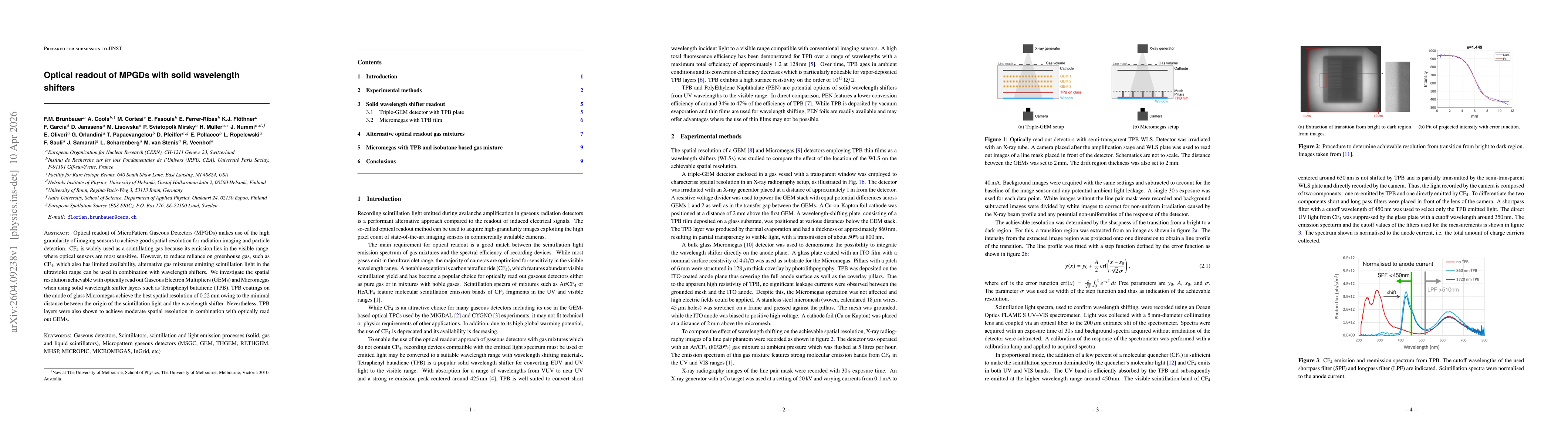 Thumbnail for Optical readout of MPGDs with solid wavelength shifters