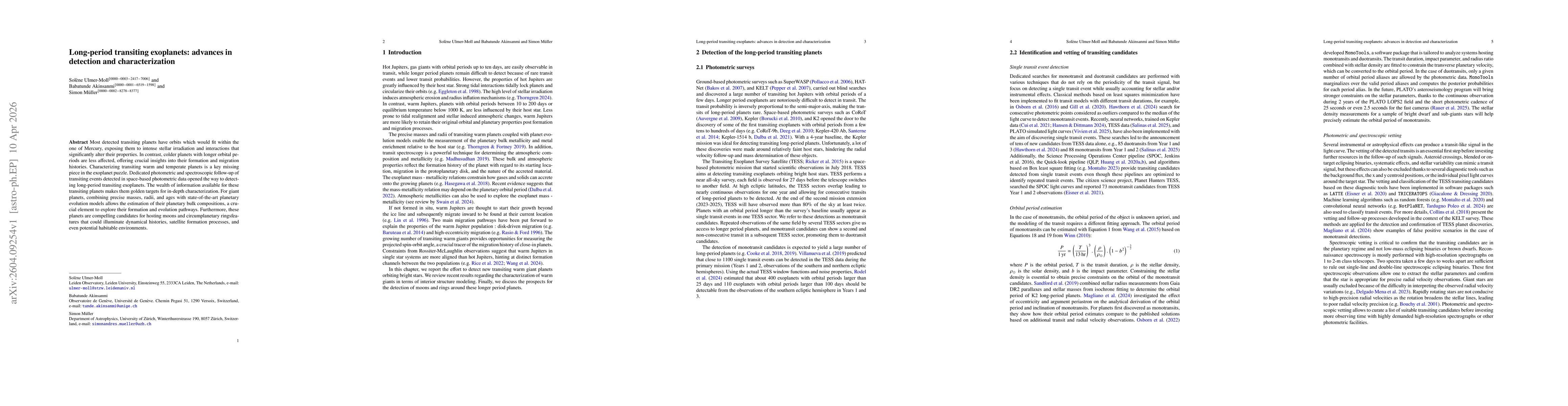 Thumbnail for Long-period transiting exoplanets: advances in detection and characterization