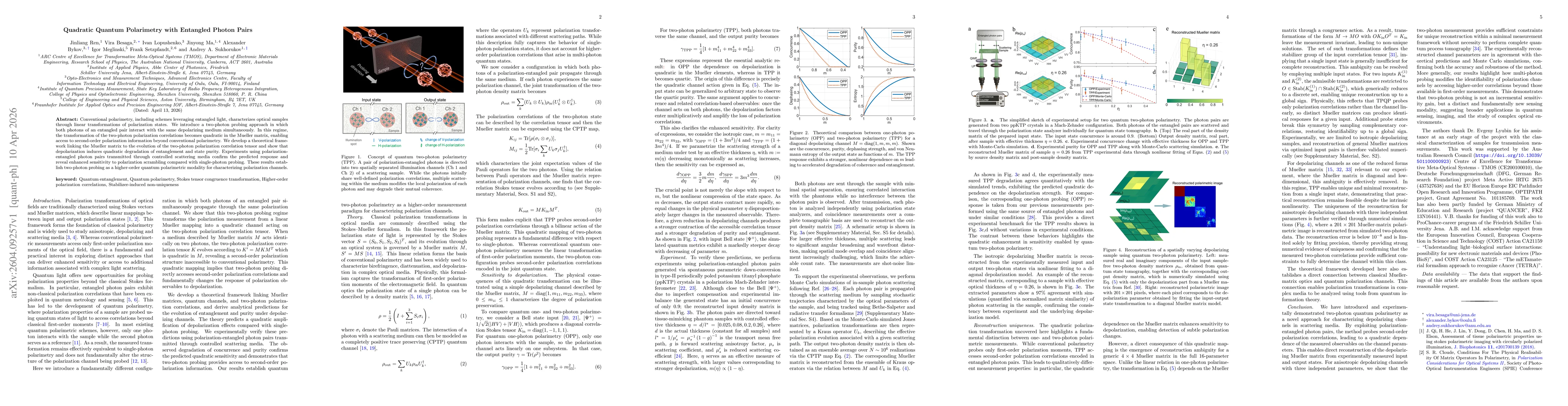 Thumbnail for Quadratic Quantum Polarimetry with Entangled Photon Pairs
