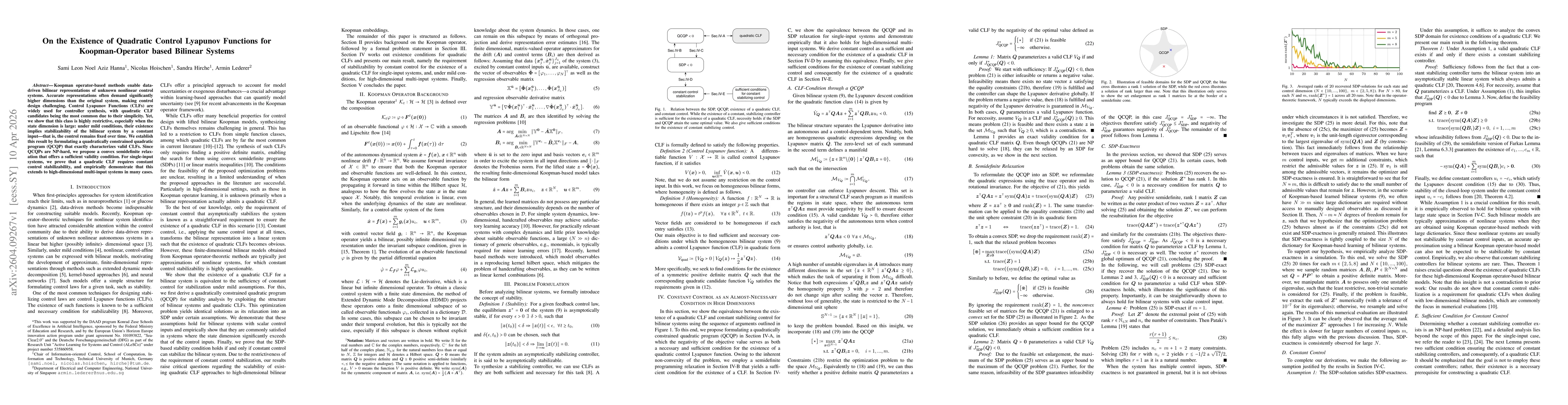 Thumbnail for On the Existence of Quadratic Control Lyapunov Functions for Koopman-Operator based Bilinear Systems