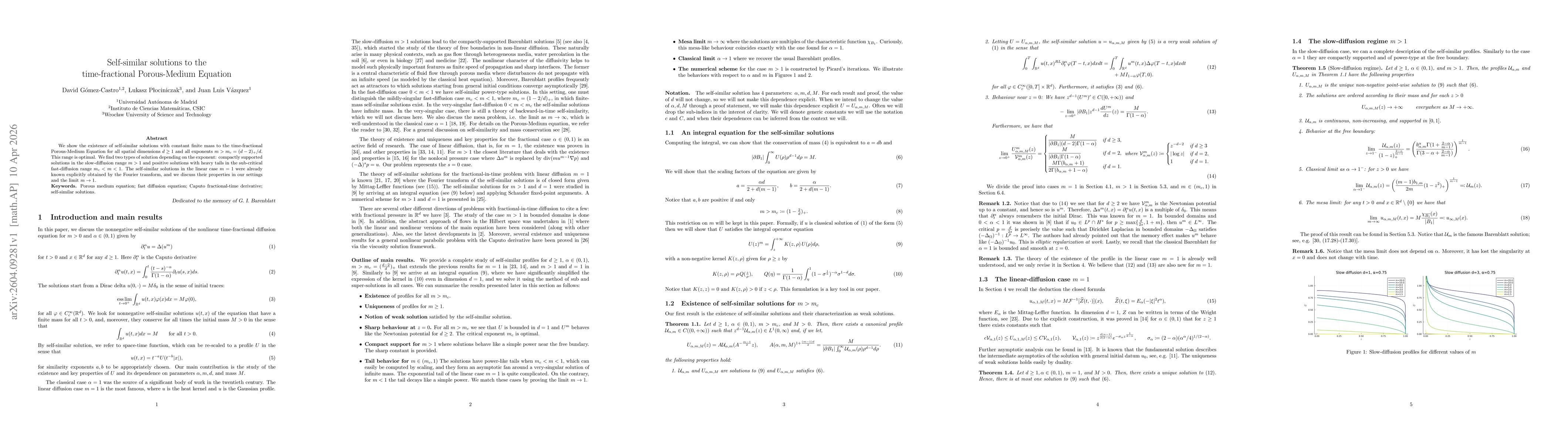 Thumbnail for Self-similar solutions to the time-fractional Porous-Medium Equation