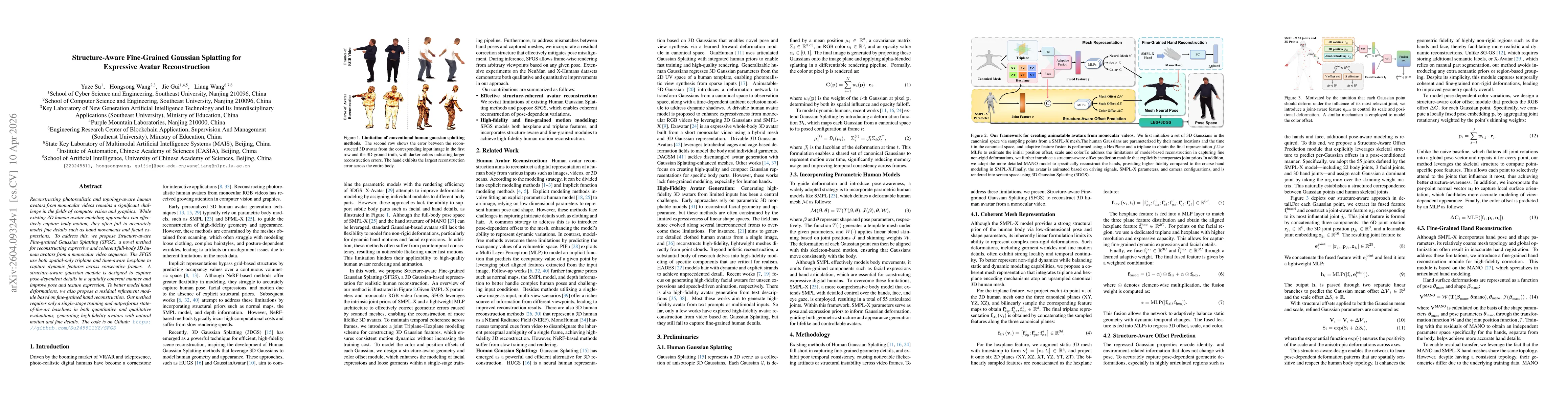 Thumbnail for Structure-Aware Fine-Grained Gaussian Splatting for Expressive Avatar Reconstruction