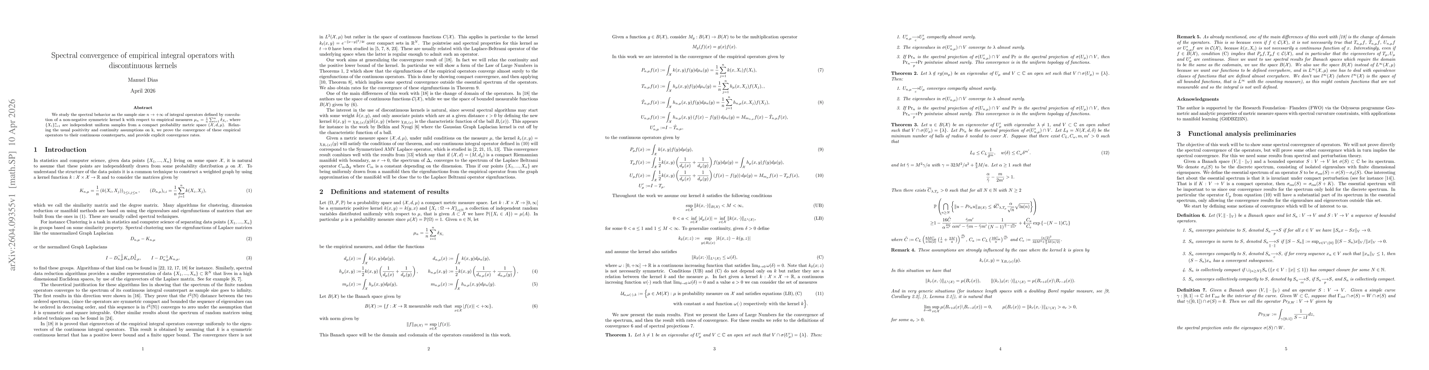 Thumbnail for Spectral convergence of empirical integral operators with discontinuous kernels