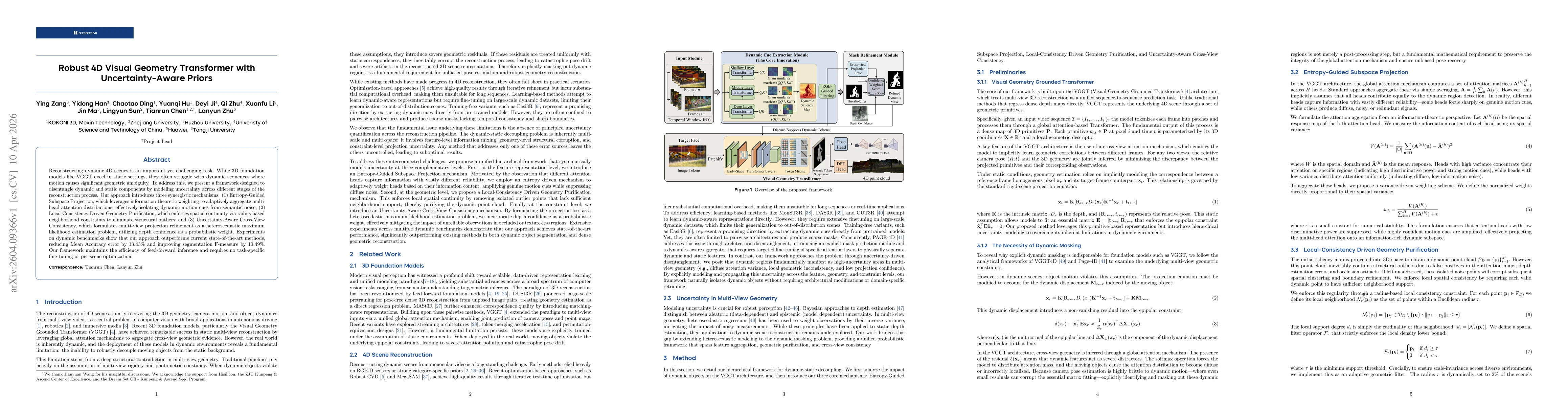 Thumbnail for Robust 4D Visual Geometry Transformer with Uncertainty-Aware Priors
