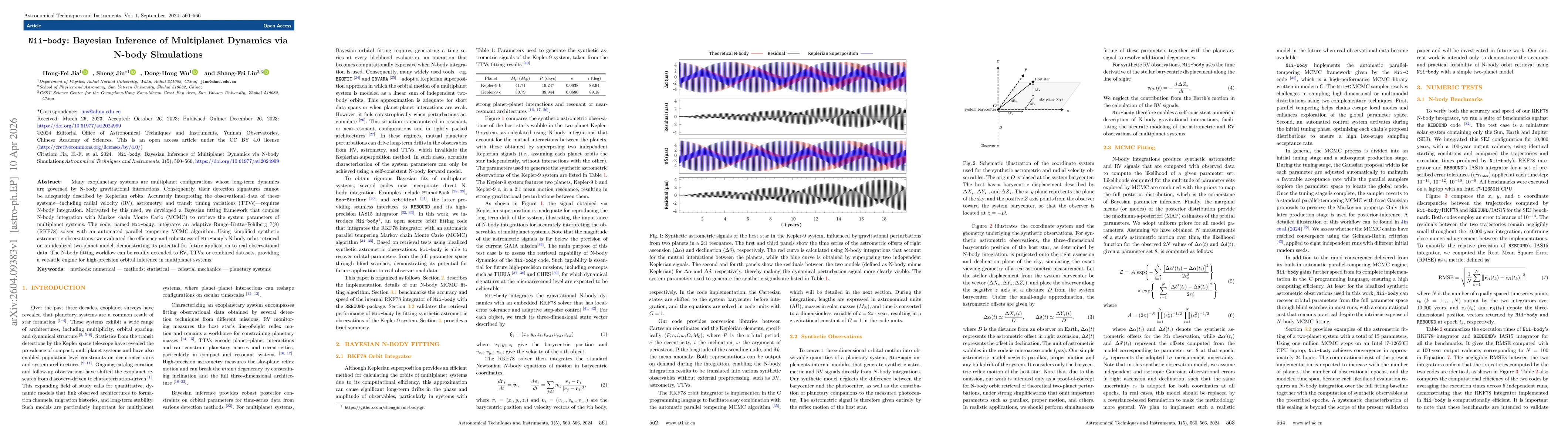 Thumbnail for Nii-body: Bayesian Inference of Multiplanet Dynamics via N-body Simulations