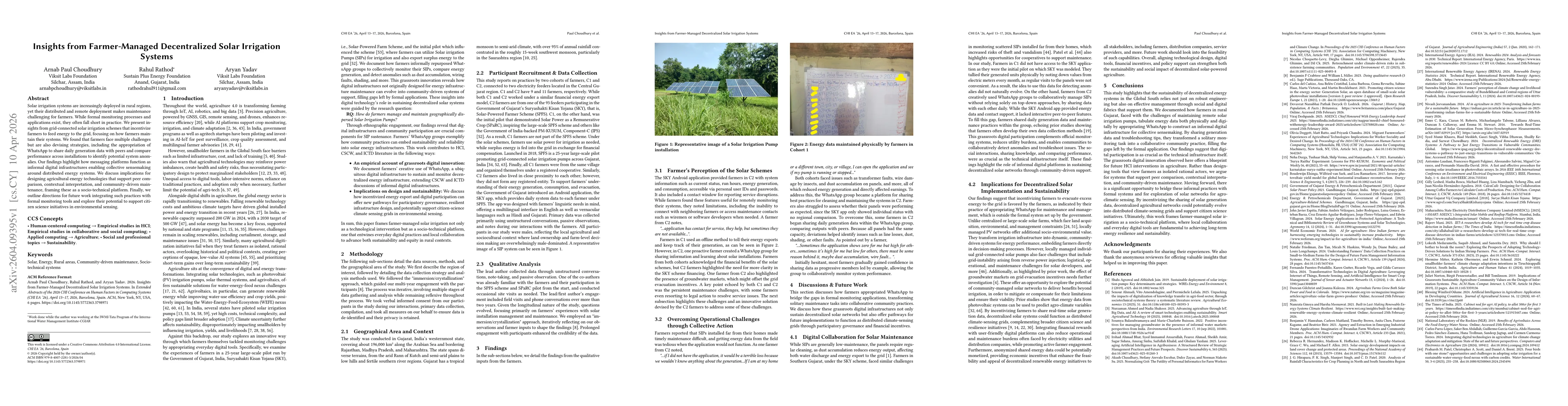 Thumbnail for Insights from Farmer-Managed Decentralized Solar Irrigation Systems