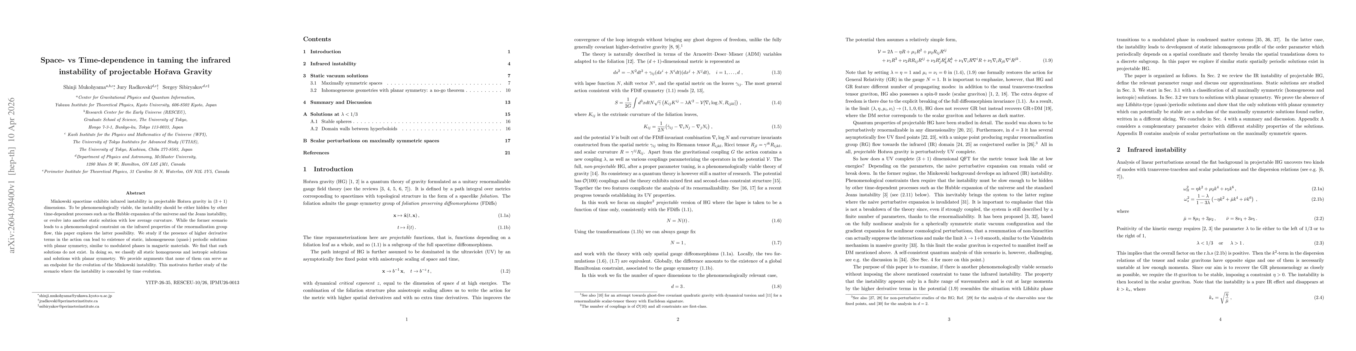 Thumbnail for Space- vs Time-dependence in taming the infrared instability of projectable Ho\v rava Gravity