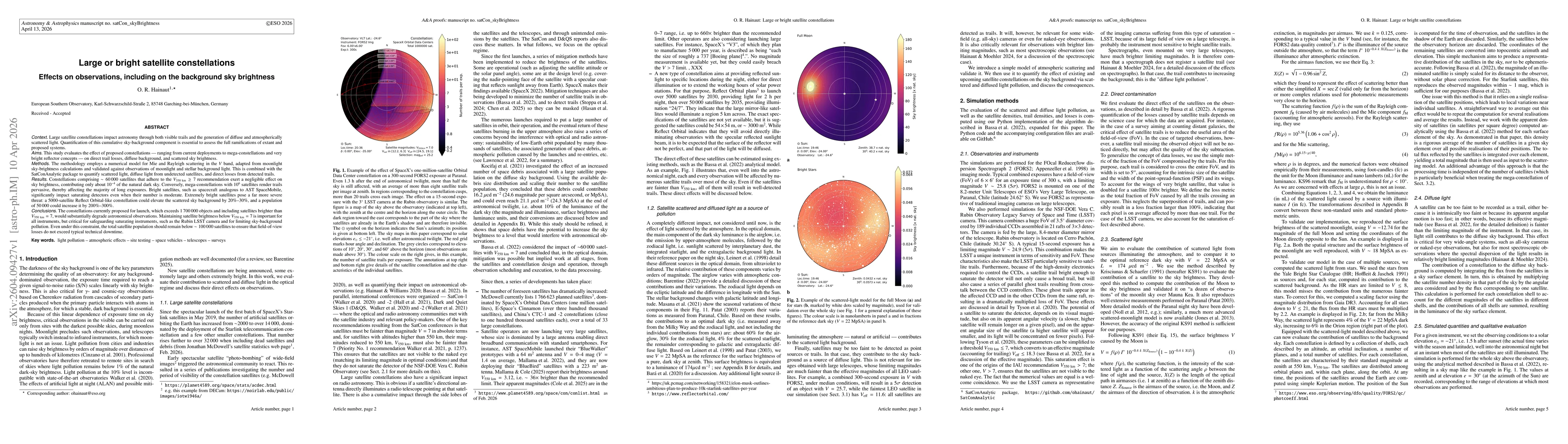 Thumbnail for Large or bright satellite constellations: Effects on observations, including on the background sky brightness