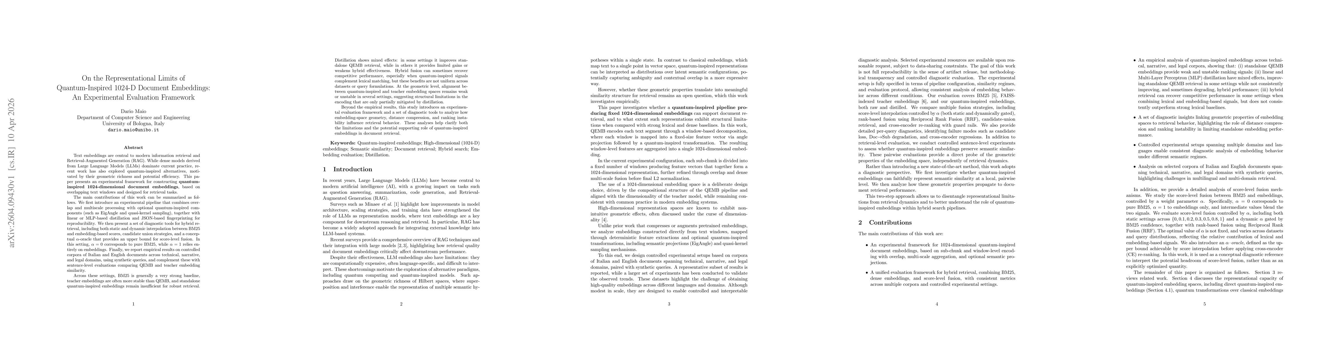 Thumbnail for On the Representational Limits of Quantum-Inspired 1024-D Document Embeddings: An Experimental Evaluation Framework
