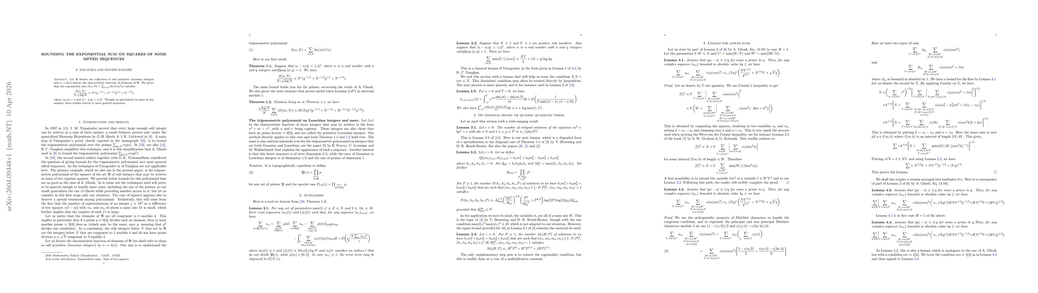 Thumbnail for Bounding the exponential sum on squares of some sifted sequences