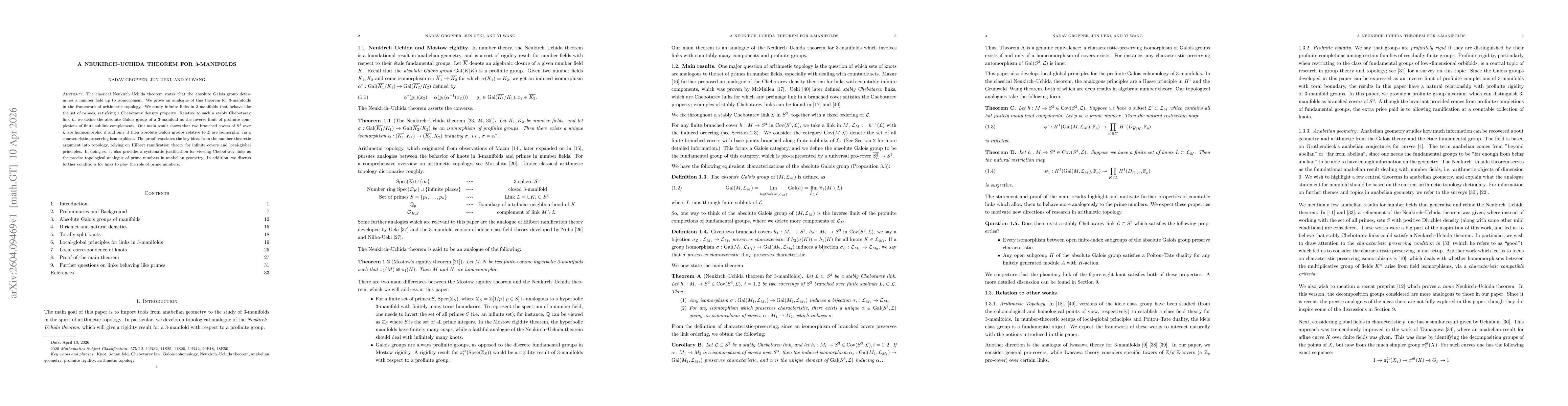 Thumbnail for A Neukirch-Uchida Theorem for 3-Manifolds