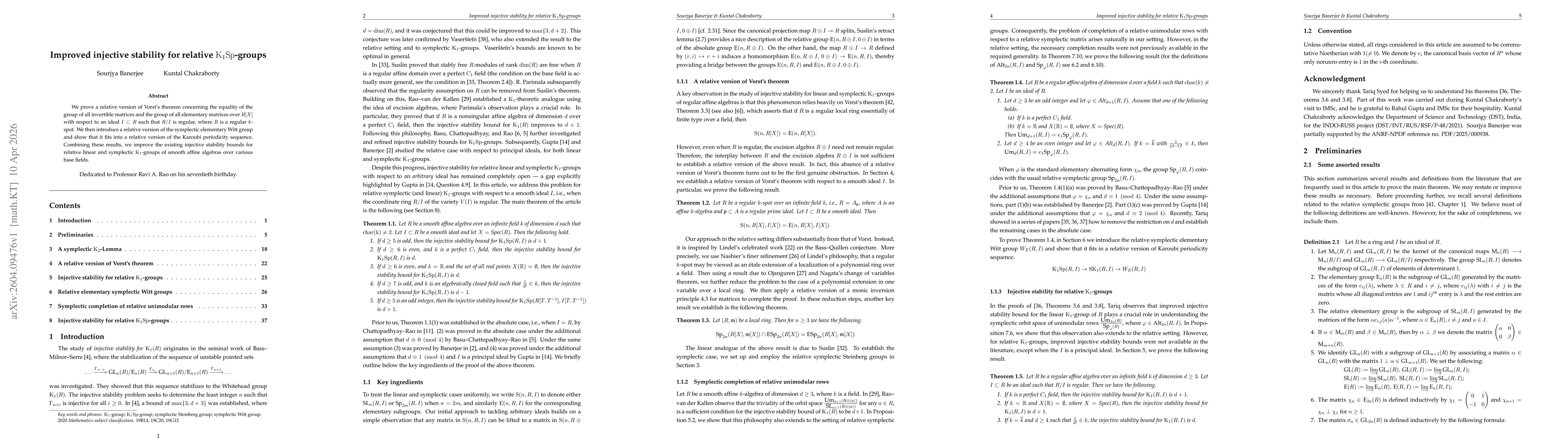 Thumbnail for Improved injective stability for relative $\mathrm{K_1Sp}$-groups